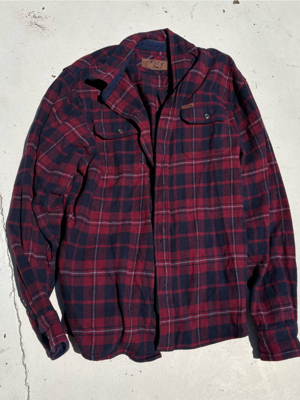 Orvis Red and Navy Plaid Lightweight Shirt Jacket